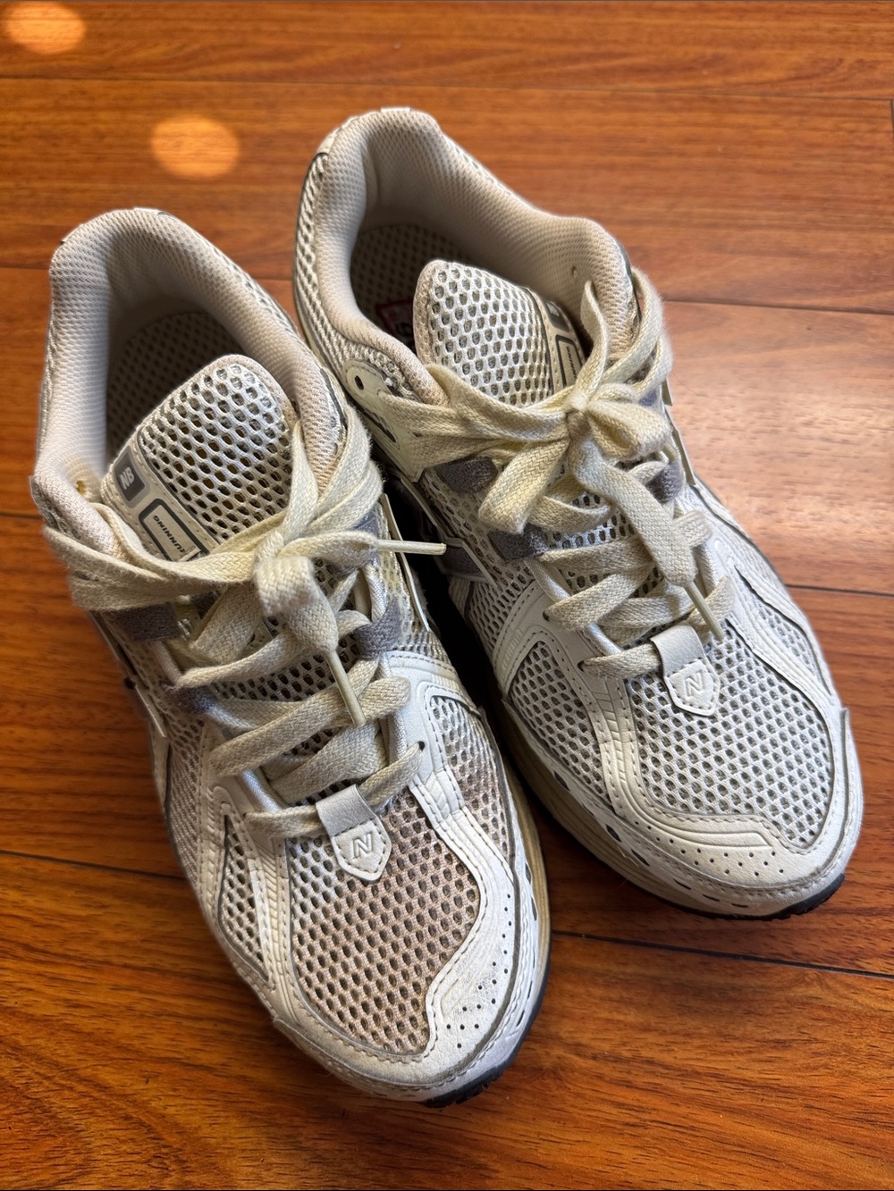 New Balance White Mesh Athletic Sneakers